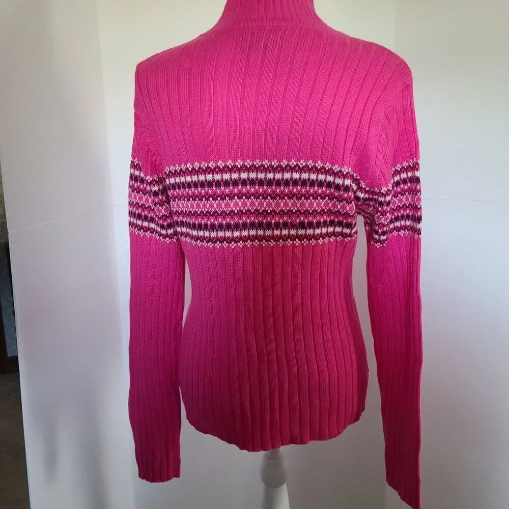 AEROPOSTLE FUSCHIA RIBBED COLLAR V- NECK COMFY  SWEATER XL